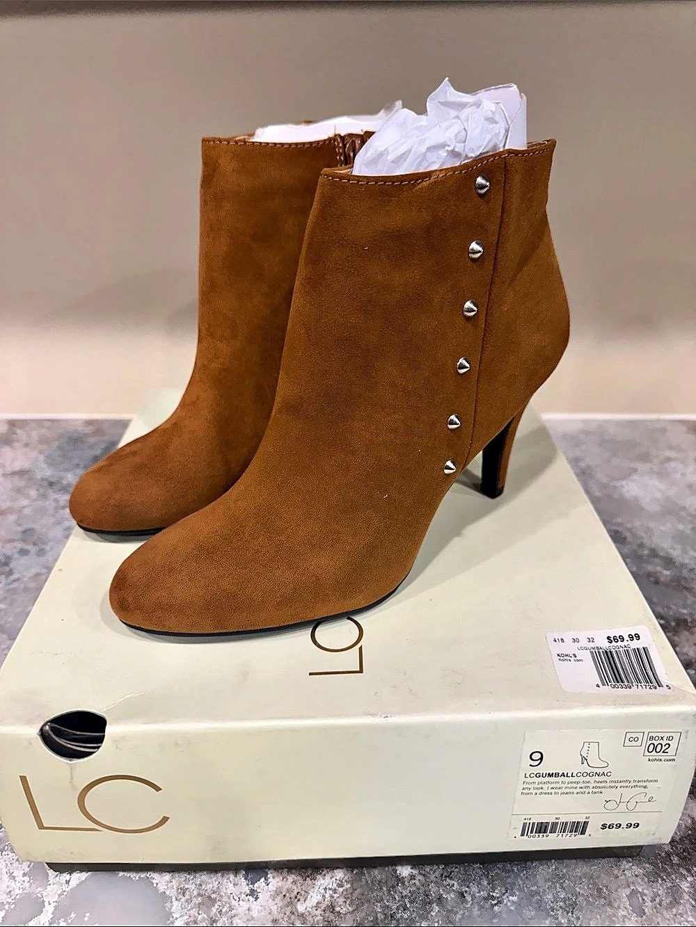LC Lauren Conrad Gumball Heeled Ankle Boots Brown US 9 NWT